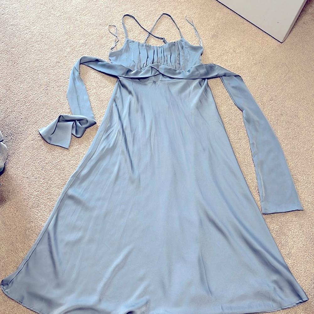 Beautiful formal silk dress with belt